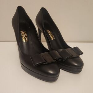 Salvatore Ferragamo Women's Osimo Nero Nappa Leather High-Heel Platform Pumps